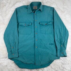 Vintage Wrangler Rugged Wear Work Shirt Long Sleeve Western Cowboy Size Medium